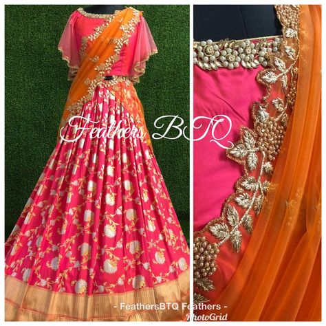 Designer Lehnga Unique, Banaras Lehenga Designs Latest, Banarsi Lehenga From Saree, Orange Pattu Lehenga, Reshme Langa Blouse, Ekaya Banaras Lehenga, Designer Sarees Online Shopping, Blouse Designs Catalogue, Lehenga Saree Design