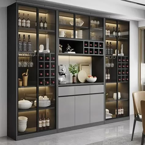 Liquor Home Wine Cabinets Display Living Room Modern Storage Wine Cabinets Simplicity Glass Botellero Vino Furniture QF50JG Crockery Cabinet Design, Display Living Room, Crockery Cabinet, Crockery Unit Design, Home Bar Cabinet, Modern Home Bar, Home Bar Rooms, Bar Unit, Dining Room Cabinet