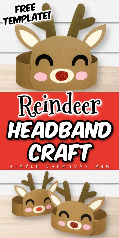 This reindeer headband craft is perfect for a Christmas movie night! Cozy up with your kids watching Rudolph the Red Nosed Reindeer & make this adorable reindeer headband craft! It has a FREE printable template that's easy to make and fun to play with. Grab your supplies and try this craft today! Reindeer Hat Craft, Christmas Headband Craft, Reindeer Headband Craft, Pinterest Christmas Crafts, Craft For Christmas, Diy Reindeer, Reindeer Hat, Paper Bag Crafts, Headband Crafts