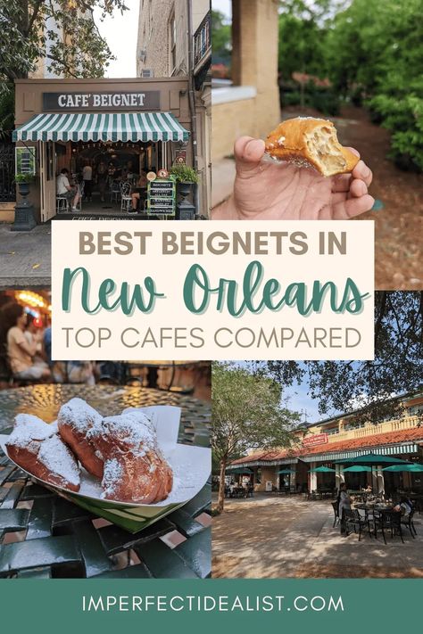 Collage of photos from Cafe du Monde and Cafe Beignet New Orleans Travel Guide, New Orleans Vacation, The Best Desserts, Louisiana Travel, Visit New Orleans, New Orleans French Quarter, New Orleans Travel, The French Quarter, Best Desserts