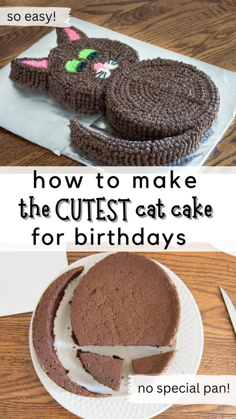 Recipe Birthday Cake, Cat For Halloween, Kitten Cake, Birthday Cake For Cat, Make Birthday Cake, Birthday Cake Decorating Ideas, Cat Cupcakes, Kitten Birthday, Cake Decorating Ideas