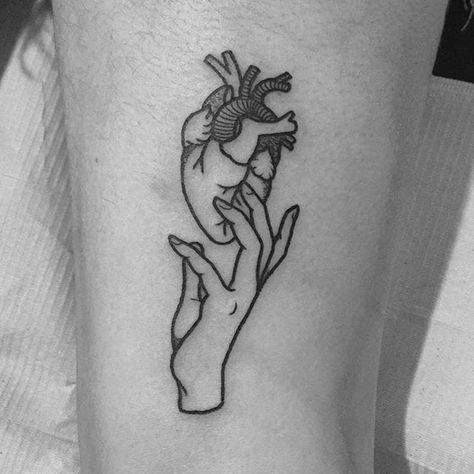 Tear out my heart! #LydiaMarier #blackwork #blackworker #heart #hand Real Heart Tattoos, Hand Holding Tattoo, Small Side Tattoos, Hand Heart Tattoo, Brain Tattoo, Anatomical Heart Tattoo, Small Girly Tattoos, Small Girl Tattoos, Small Tattoos Simple