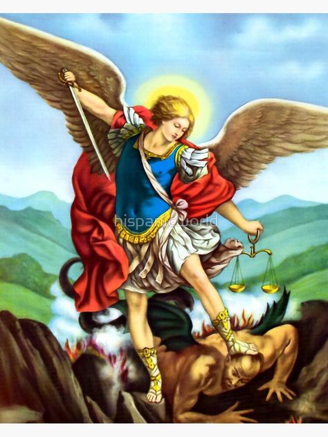 "St Michael the Archangel 1" Poster by hispanicworld | Redbubble St Benedict Prayer, St Michael Prayer, Michael The Archangel, San Michele, Saint Michael, World Religions, The Son Of Man, Archangel Michael, San Rafael