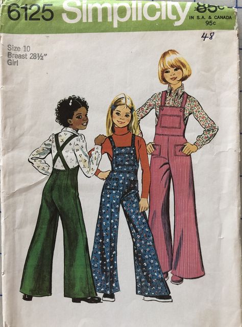 70s Overalls, 70s Sewing Patterns, Style Overalls, 60s And 70s Fashion, Girls Bib, Easy Stitch, Simplicity Sewing, Pattern Ideas, Simplicity Sewing Patterns