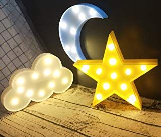 Decorative LED Crescent Moon Cloud and Star Night Lights Lamps Marquee Signs Letters for Baby Nursery Decorations Gifts for Children (Moon Cloud and Star) Crescent Moon Light, Marquee Decoration, Cloud Night Light, Cloud Lamp, Nursery Decorations, Decorative Night Lights, Nursery Night Light, Star Night, Star Night Light