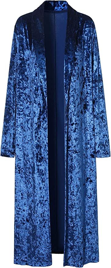 Amazon.com: ezShe Women's Velvet Lapel Collar Open Front Long Cardigan Trench Coat Blue XL : Clothing, Shoes & Jewelry Velvet Cardigan, Mythical Beings, Blue Trench Coat, Collar Cardigan, Royal Blue Color, Blue Glitter, Long Sleeve Cardigan, Long Cardigan, Trench Coats