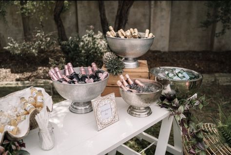 Drink Station Set Up, Self Serve Bar At Wedding, Bar Station Ideas Party, Self Serve Drinks Station Wedding, Self Service Bar Wedding, Self Serve Bar, Wedding Drinks Station Elegant, Self Serve Bar Wedding, Serve Yourself Bar Wedding