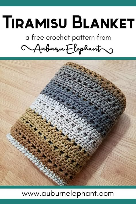 Tiramisu Blanket - Auburn Elephant Temperature Blanket Crochet Neutral Colors, Earthy Crochet Blanket, Masculine Crochet Blanket, Crochet Blanket Grey, Modern Haken, Crocheted Blanket, Crochet For Beginners Blanket, Crochet Blanket Designs, Crochet Blanket Afghan