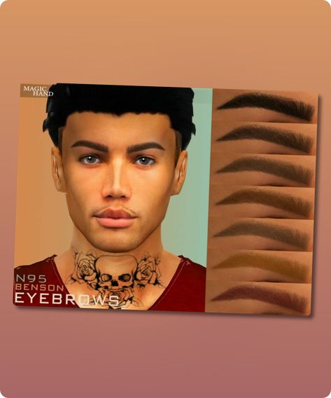 Sims 4 Hairstyle CC: Benson Eyebrows N95 Sims 4 Men Lip Presets, Male Lips Sims 4 Cc, Sims 4 Male Eyebrows, Sims4cc Hairstyles, Male Eyebrows, 4 Hairstyles, Butterfly Hair Accessories, 4 Family, Mod Jacket