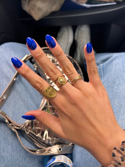 Skincare Accessories, Royal Blue Nails, Wide Nails, Nail Color Trends, Blue Acrylic Nails, Summery Nails, Aesthetic Lifestyle, Blue Nail, Accessories Bag