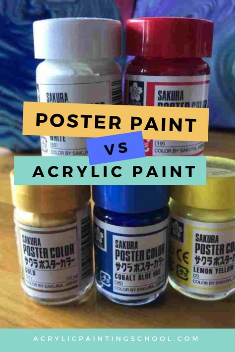 Are you wondering if you should use poster paint or acrylic paint for your art? Then head over to the blog to check out this post where we’ll look at the pros and cons of each type of paint and help you decide which is right for you. How To Use Acrylic Paint, Type Of Paint, Painting School, Poster Paint, Hue Color, Acrylic Painting Tips, Paint Can, Water Based Paint, Poster Colour