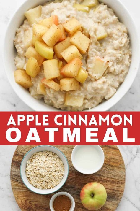 Quick Oat Recipes, Cinnamon Porridge, Healthy Breakfast For Kids, Healthy Oatmeal Recipes, Apple Cinnamon Oatmeal, Cinnamon Oatmeal, Best Vegetarian Recipes, Healthy Apple, Delicious Breakfast Recipes