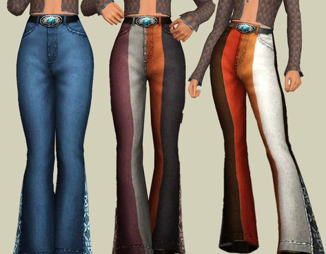 Sorry for the ugly preview image D:  This is the high waisted version of the Jeans Bell Bottom convertion. The only difference from version 1 is the second and third preset, I had to create the... Bell Bottom Jeans Sims 4 Cc, Bell Bottoms Sims 4 Cc, Poor Clothes, Ts3 Cc, Sims 3 Mods, Horse Ranch, The Jeans, Bell Bottom Pants, Sims 4 Cc