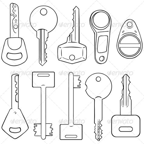 House Key Tattoo, Key Doodle, Drawings Of Objects, Badass Drawings, Bible Crafts Sunday School, Key Crafts, Key Tattoo, House Icon, Cartoon Clipart