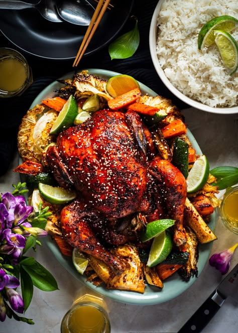 Gochujang Recipe Chicken, Gochujang Recipes, Gochujang Recipe, Gochujang Chicken, Whole Chicken Recipes, Sunday Dinners, Savoy Cabbage, Whole Roasted Chicken, Glazed Chicken