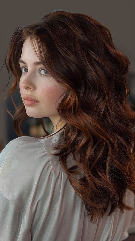 25 Dark Brown Hair Color Ideas to Bring Out Your Inner Radiance Auburn Toned Hair, Short Brown Hair Auburn Highlights, Hair Color Ideas For White Hair, Auburn Gloss On Brown Hair, Cool Toned Auburn Hair, Chestnut Auburn Hair, Dark Auburn Brown Hair, Brown Hair Perm, Dark Brown Auburn Hair