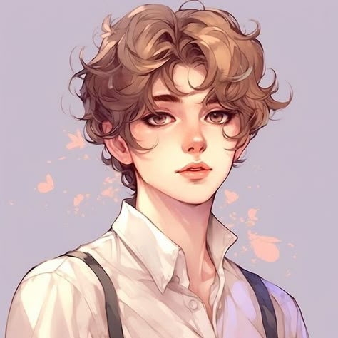 Rendering Skin Digital Art, Boy With Fluffy Brown Hair, Blonde Oc Male, Pretty Boy Drawing, Human Oc Male, Boys With Fluffy Hair, Boy Fluffy Hair, Fluffy Black Hair, Fluffy Brown Hair