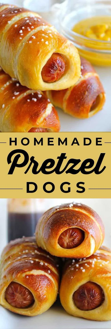 Homemade Pretzel Dogs from The Food Charlatan! Homemade Pretzel Dogs are just as delicious as the ones you get from the mall! And easier than you think. Make a simple bread dough, wrap the dogs, boil, then bake. Don't forget to sprinkle tons of salt on top! #hotdog #pretzeldog #pretzel #salt #mustard #boil #bakingsoda #bake #gameday #appetizer #easy #kidfood Homemade Pretzel Dogs, Homemade Pretzel, Pretzel Dogs, Simple Bread, The Food Charlatan, Homemade Pretzels, Food Charlatan, Easy Bread, Kid Food