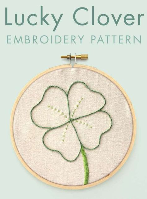 Free Lucky Shamrock Hand Embroidery Pattern – Needle Work Clover Embroidery, Free Cross Stitch Designs, Bow Embroidery, Lucky Shamrock, Diy Embroidery Designs, St Patrick's Day Crafts, Embroidery Patterns Free, Hand Embroidery Design Patterns, Hand Embroidery Pattern