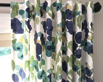 MakeItHomeCo | Etsy Mid Century Window Treatments, Mid Century Modern Curtains, Blue Periwinkle, Custom Made Curtains, Lake House Plans, Green Curtains, Valance Window Treatments, Spring Lake, Beautiful Curtains