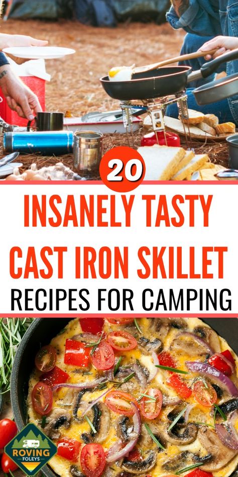 Campfire Meals Cast Iron, Large Cast Iron Skillet Recipes, Camping Meals Cast Iron Skillet Recipes, One Pot Cast Iron Meals, Cast Iron Skillet Recipes Camping, Cast Iron Camping Recipes, Cast Iron Skillet Breakfast, Recipes For Camping, Rv Meals