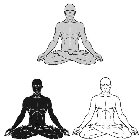 Vector design of man doing yoga Man Meditating Drawing, Person Meditating Drawing, Meditation Tattoo Men, Meditation Drawings, Meditation Pose Drawing, Man Doing Yoga, Meditation Graphic, Drawing Meditation, Meditation Drawing