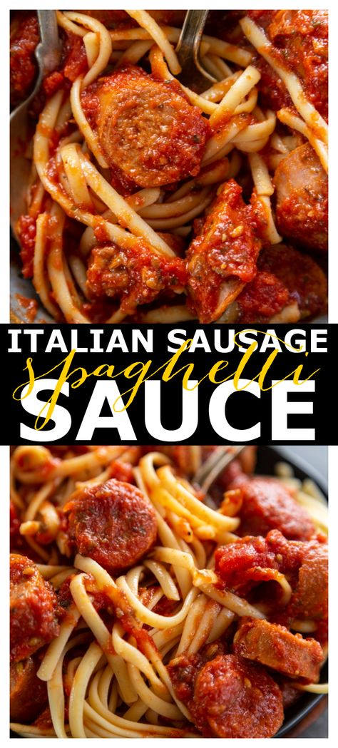 Italian Sausage Spaghetti Sauce Pasta Sauce With Sausage Recipes, Meat Sauce With Italian Sausage, Spaghetti With Italian Sausage Links, Pasta Sauce With Italian Sausage, Sausage In Marinara Sauce, Italian Sausage Sauce Recipes, Italian Sausage In Sauce, Sausage Sauce Recipes, Spaghetti Italian Sausage