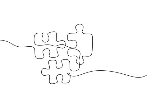 Puzzle Line Art, Puzzle Piece Design, Puzzle Art Design, Puzzles Drawing, Jigsaw Tattoo, Puzzle Drawing, Puzzle Piece Tattoo, Puzzle Logo, Puzzle Tattoos