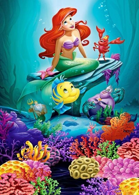 Disney Girl Characters, Under The Sea Images, Disney Princesses As Mermaids, Mermaid Background, Little Mermaid Characters, Sea Bed, Photo Studio Background, Little Mermaid Cakes, Under Sea