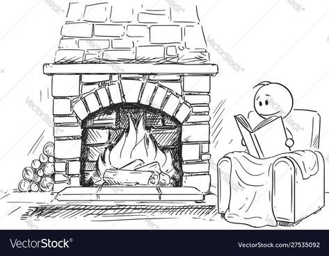 Under Blanket, Fireplace Drawing, Drawing Furniture, Cartoon Crazy, Stick Figure Drawing, Comfortable Armchair, Conceptual Illustration, Grunge Art, Cartoon Man