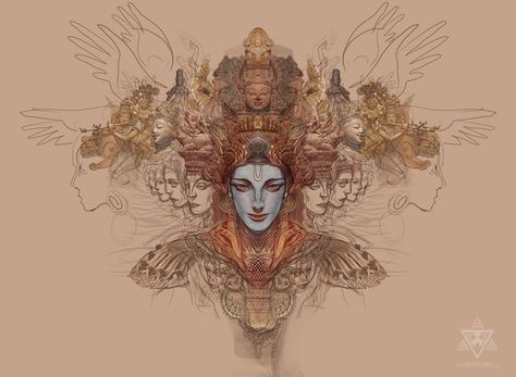 Krishna Sketch, Bappa Photo, Android Jones, Indian Illustration, Sanatan Dharma, Srila Prabhupada, Ganesh Art, Vedic Art, Krishna Ji