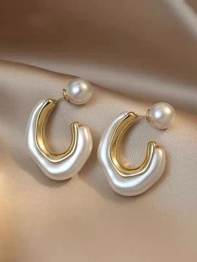 Circle Jewelry, Casual Earrings, Faux Pearl Earrings, Wedding Party Jewelry, Pearl Hoop Earrings, Accessories Jewelry Earrings, Girls Jewelry, Geometric Earrings, Circle Earrings