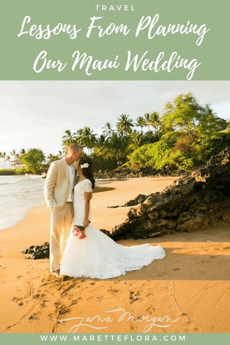 Lessons and Tips for Planning a Maui Wedding - Floradise: What I learned about destination weddings and how to plan one in Hawaii. Maui Wedding Venues, Maui Wedding Ideas, Hawaii Wedding Ideas, Destination Wedding Hawaii, Wedding Flow, Cheap Wedding Reception, Maui Beach Wedding, Maui Destination Wedding, Wedding Venues Hawaii