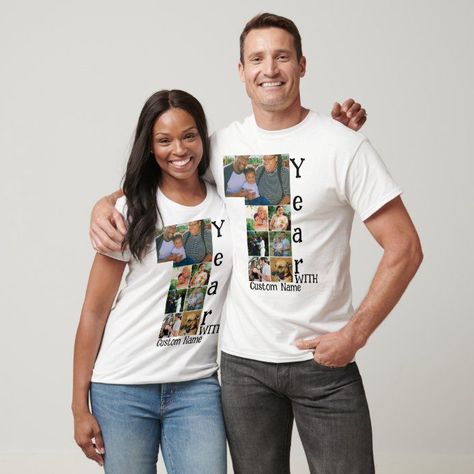 Custom 1st wedding anniversary 7 photo collage T-S T-Shirt | Zazzle Photo Tshirt Ideas, Anniversary T Shirt Ideas, Photo Collage Ideas, Family Collage, Wedding Anniversary Photos, Anniversary Photo, 1st Wedding Anniversary, Anniversary Photoshoot, First Wedding Anniversary