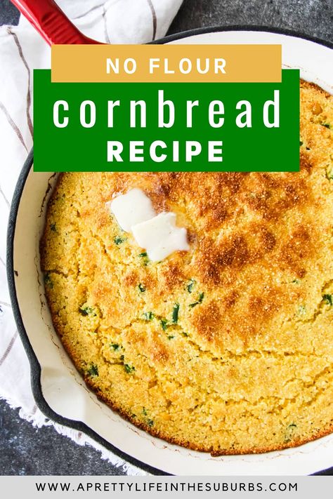 No Flour Cornbread, Flourless Cornbread Recipe, Cornbread Recipe Without Flour, No Flour Cornbread Recipe, Cornmeal Cornbread, Cornmeal Bread, Gluten Free Cornbread Recipe, Delicious Cornbread, Honey Cornbread