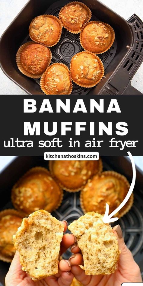 Muffins In Air Fryer, Air Fryer Banana Muffins, Air Fryer Banana, Air Fryer Cake Recipes, Paper Cupcake Liners, Air Fryer Recipes Dessert, New Air Fryer Recipes, Air Fryer Recipes Snacks, Muffins Recipes