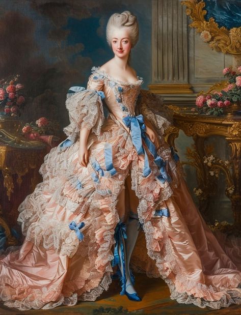 Marie Antoinette Historical, Rococo Era Dresses, Marie Antoinette Dress Museum, Baroque Era Fashion, Rococo Era Fashion, Rococo Royale High, Rococo Outfit Modern, Rococo Fashion Women, Rococo Style Fashion