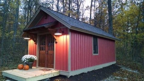 doug-schroeder-timber-craft-tiny-homes-12x-24-cabin-for-sale-008 Storage Shed House Tiny Homes, 12x24 Tiny House, Timbercraft Tiny Homes, Small Structures, Shed Tiny House, Small Cabins, Log Houses, Alternative Housing, Shed Cabin