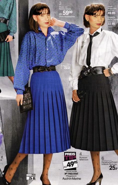 80s Skirt Outfit, Fashion 80s Women, Pleated Skirt Pattern, 80s Skirt, Feminine Skirt, 80s Women, Pleated Long Skirt, 1980s Fashion, Fashion Weeks