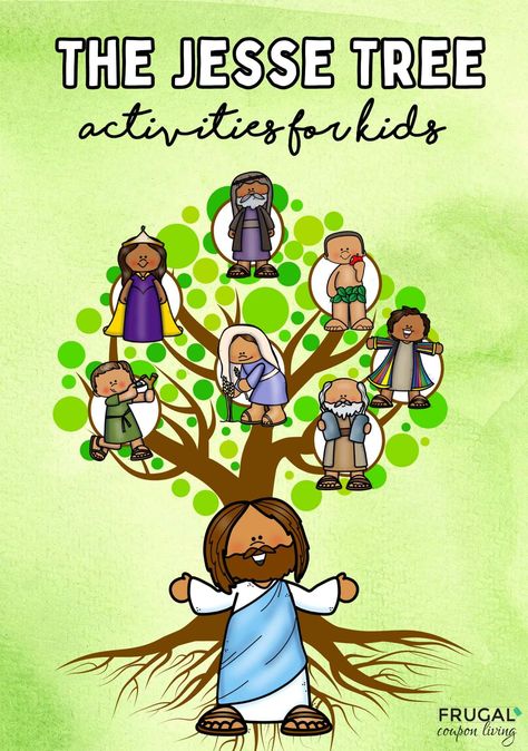 Discover the Jesse Tree for Kids, a meaningful Advent tradition that teaches children about the Bible and Jesus' family tree through daily symbols and stories. Learn how to use a Jesse Tree with your family, find out its symbols, and explore our printable Jesse Tree craft set with ornaments and coloring pages. Perfect for family devotionals, Sunday school, and Christian education. #FrugalCouponLiving Jesus Family Tree For Kids, Jesse Tree Ideas, Family Tree Craft For Kids, Jesse Tree Printables, Jesse Tree Symbols, Ornaments Coloring Pages, Jesus Family Tree, Family Tree Activity, Jesus Tree