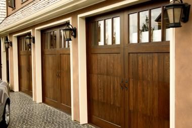 American Walnut Inspiration | Old Masters Barn Style Garage, Carriage Style Garage Doors, Wooden Garage Doors, Rich Luxury, Wood Garage Doors, Garage Service Door, Wooden Garage, Garage Door Repair, This Old House