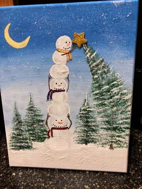 Santa Paintings, Christmas Art Projects, Grandma Christmas, Grandmas Christmas, Painting Canvases, Canvas Painting Diy, Small Canvas Art, Snowman Crafts, Art Lesson Plans