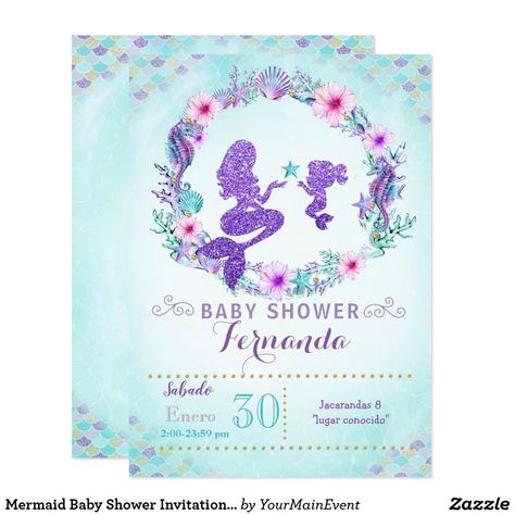 Mermaid Baby Shower Decorations, Lavender Baby Shower Invitations, Mermaid Baby Shower Theme, Mermaid Baby Shower Invitations, Baby Nursery Diy, Sea Baby Shower, Mermaid Baby, Mermaid Baby Showers, Baby Shower Invitaciones