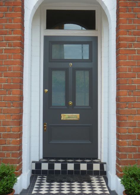 Edwardian Front Doors | Oak Front Doors | London Door Company Period Front Door, Edwardian Front Door, Edwardian Door, Edwardian Home, Oak Front Door, Kerb Appeal, Grey Doors, Door Company, New Century