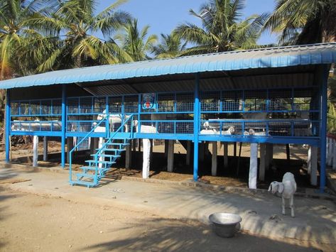 Goat Hut, Goat Houses, Poultry Farm Buildings, Reban Ayam, Poultry Farm Design, Sheep House, Goat Shed, Goat Shelter, Animal Farming