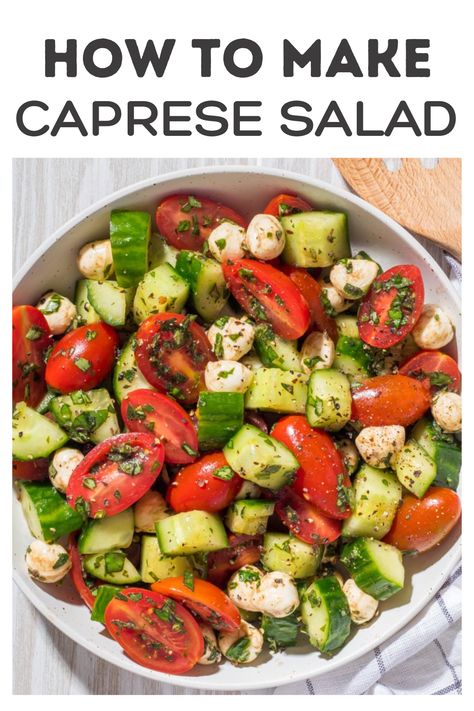 Mozerella Salad Recipes, Tomato Cucumber Fresh Mozzarella Salad, Mozzarella Salad Tomato, Mediterranean Caprese Salad, Tomato Cucumber Mozzarella, Tomato Cucumber And Mozzarella Salad, Caprice Salad Recipe, Cucumber Salad Mozzarella, Fresh Basil Salad Recipes