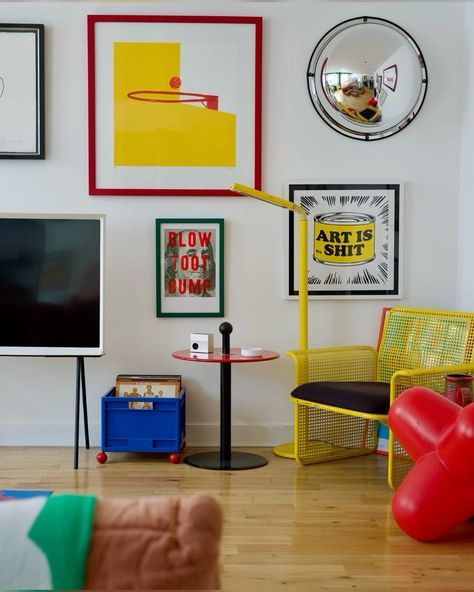 Vibrant Minimalist Decor, Eclectic Minimalist Decor, Red Side Table, Vinyl Record Crate, Side Table Unique, Record Crate, Colorful Mid Century Modern, Pop Art Decor, Vibrant Living Room