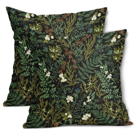 Green Outdoor Pillows, Plant Pillow, Green Pillow Cases, Black Cottage, Caramel Cream, Floral Cushion Covers, Black Throw Pillows, Leaves Pillow, Fern Leaf