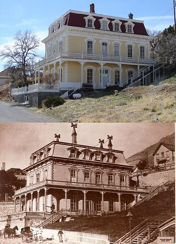 Savage Mansion | The Savage Mine owners mansion on C Street … | Flickr American Mansions, Old West Photos, Then And Now Photos, Nevada Travel, West Town, Reno Tahoe, Western Town, Virginia City, Save File