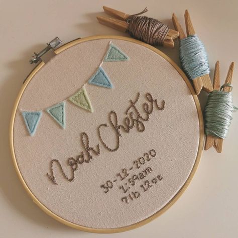 craftsbycourtneyrose - Etsy Newborn Baby Embroidery Hoop, Bunting Embroidery, Embroidery Hoop Nursery, Name Bunting, Hand Embroidery Patterns Free, Digital Embroidery Patterns, Name Embroidery, Baby Embroidery, Embroidery Gifts